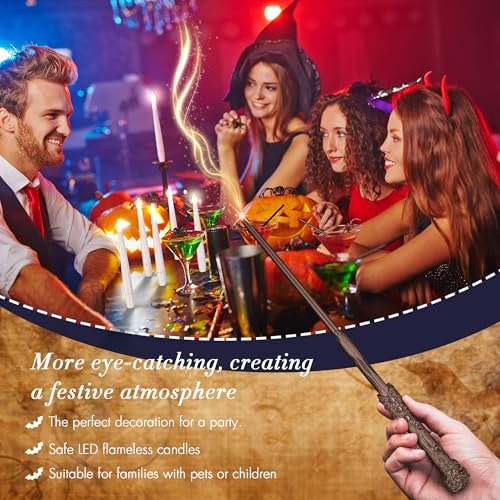 Flameless Floating Candles with Wand Remote,20 PCs Magic Hanging Candles,Flickering Warm Light Flameless Floating LED Candle for Home Christmas