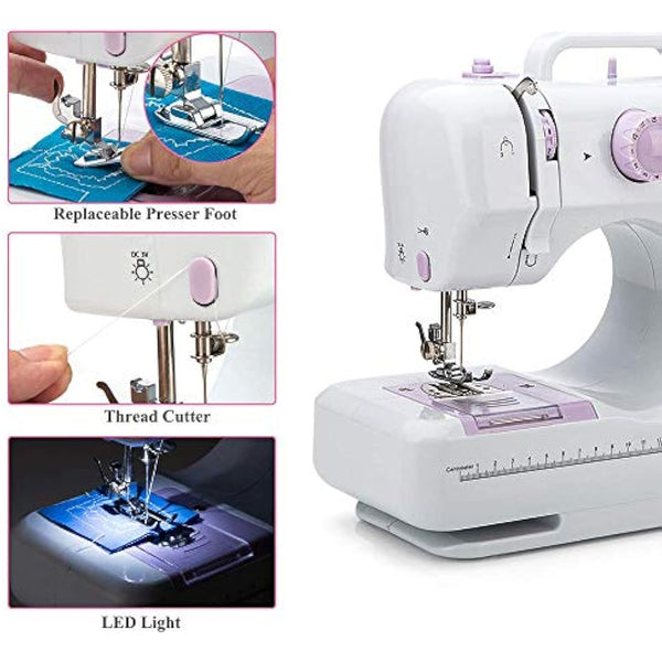 Mini Sewing Machine for Beginner by Astrophos - Small Electric Sewing Machines with 2 Speed 12 Built-in Stitch Patterns AP-054-UK-A1