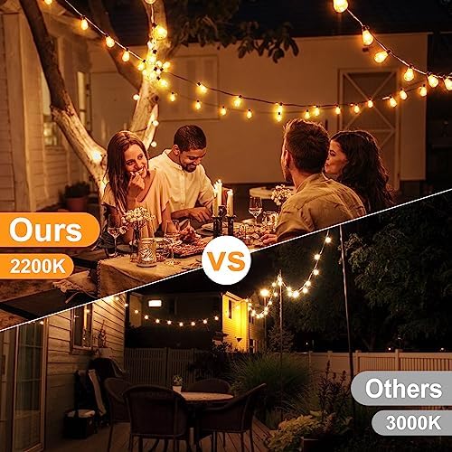 GLUROO Festoon Lights Outdoor 60FT, String Lights Mains Powered Waterproof with 31Pcs ST38 Plastic LED Bulbs, 2200K Warm White Garden Patio String Lights for Party Décor Wedding