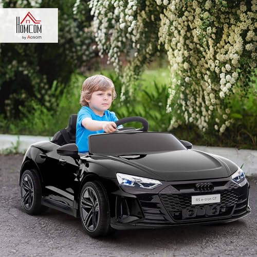 HOMCOM Audi RS e-tron GT Licensed Electric Cars for Kids Electric Ride-ons 12V Battery Powered Toy w/Remote Control Music, for 3-5 years, White