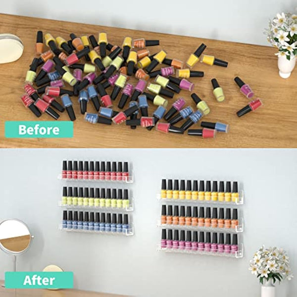Acrylic Wall Mounted Nail Polish Display Stand Display Rack Nail Polish Organiser Storage for Wall Mounted Storage Shelves Holder - 6pcs