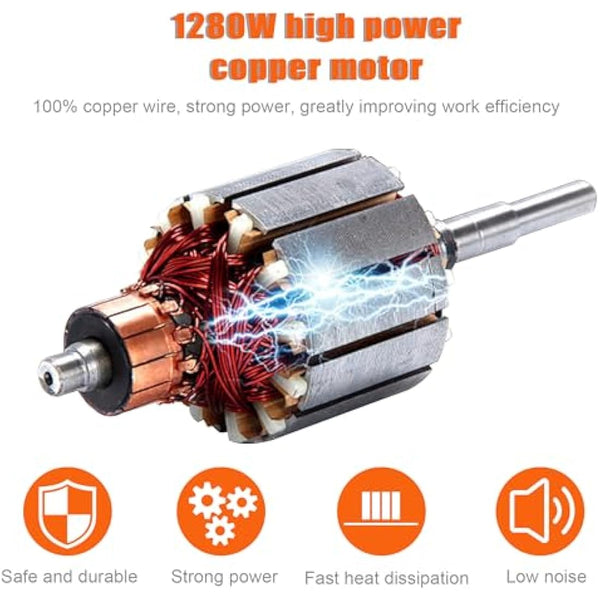 Hanchen Concrete Poker 1280W Concrete Vibrating Motor 5000r/min Aluminum Electric Industrial Vibrating Poker Vibrator with 1.5m Hose, Rod Diameter 35mm CE Certificated