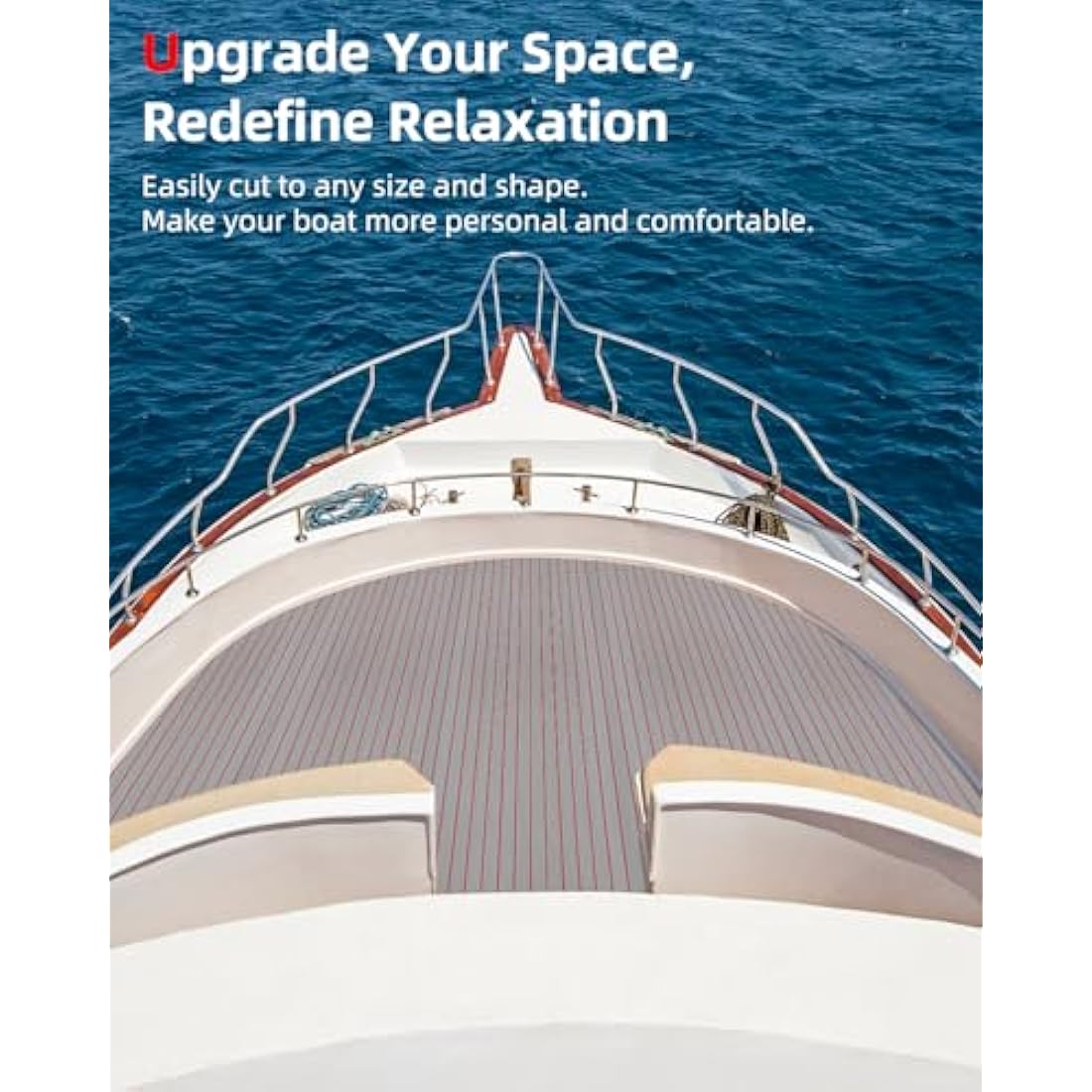 Abahub EVA Foam Boat Decking 96''x45.6''/36''/28.8''/24''/16.8'', 48''x16.8'' Self-Adhesive Faux Teak Marine Flooring Sheet Traction Pad for Boats Surfboard Swim Platform RV Floor