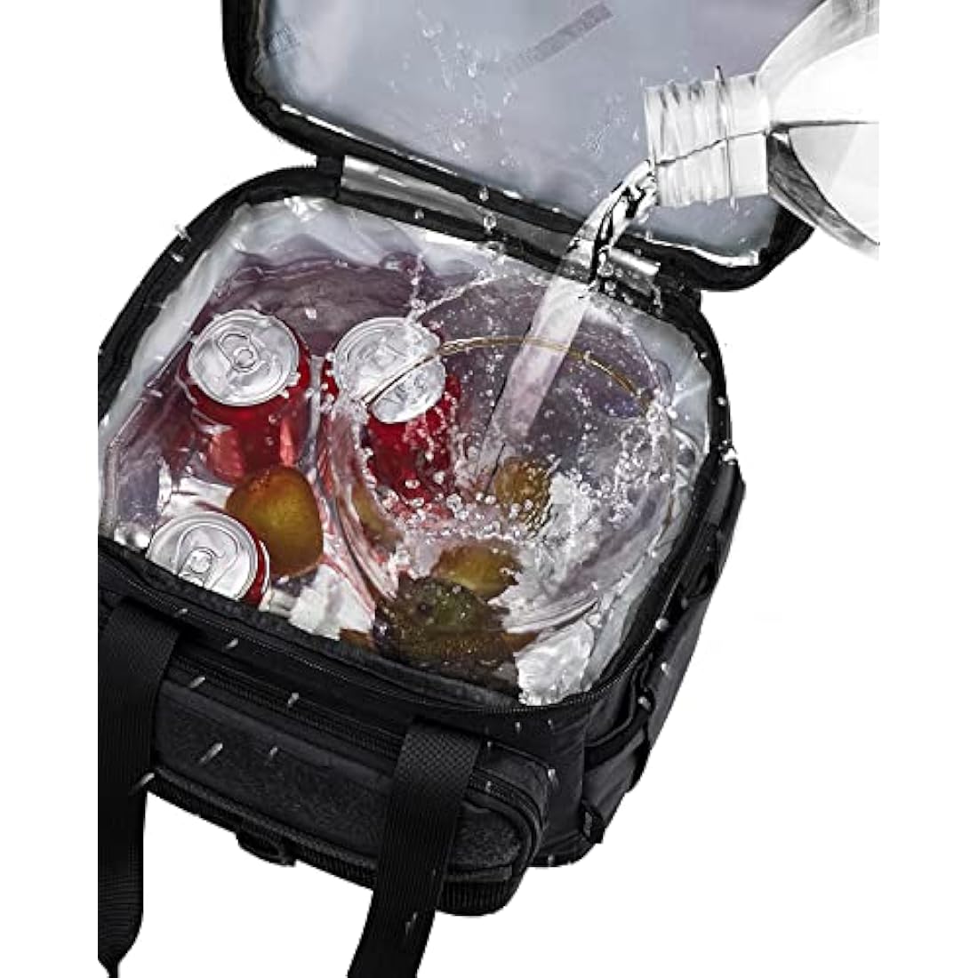 JOYHILL Tactical Lunch Box for Men, Double Deck Expandable Insulated Lunch Bag, Large Durable Thermal and Cooler Bag for Adult, Modern Leakproof Bag for Adult Work, Camping, Picnic, Black