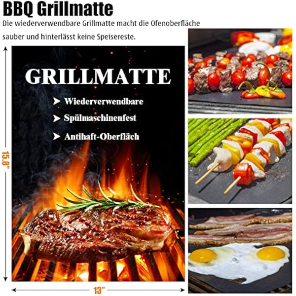 Grilliance 30pcs Stainless Steel Grill Tools Set for Men Gift Birthday, Heavy Duty BBQ Accessories Kit with Bag and Grill Mat, Portable Grilling Utensils for Outdoor Camping Brown