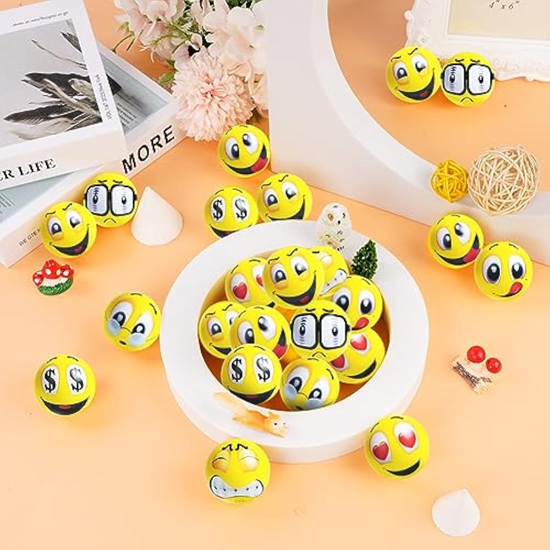 Ainiv Funny Face Squeeze Stress Balls, 20pcs Stress Relief Ball, Sensory Stress Ball for Kids and Adults, Hand Exercise Stress Relief Balls, Squeeze Toys for Anxiety, Fidget, Tension, Manage Anger