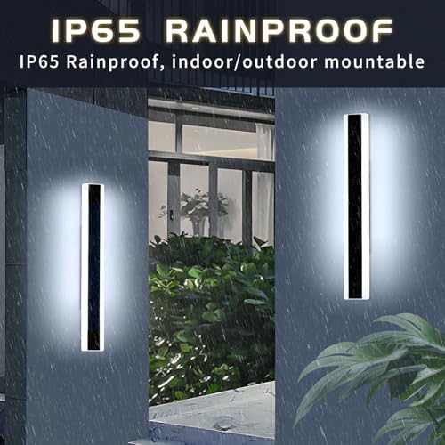 Mikeru 120cm Cool White Wall Light 2pack, 6000k Outdoor Wall Strip Lights 42w Mains Powered Wall Mounted Garden Lamp Waterproof Tall Lighting 4500 Lumens for Villas, Porches