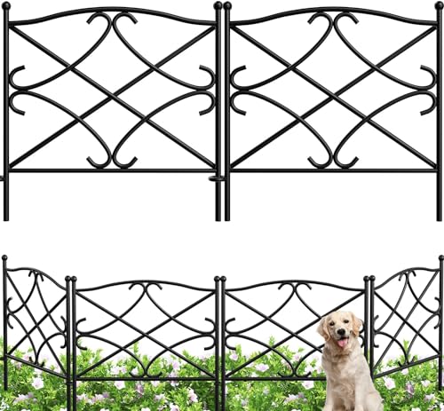 Amagabeli Garden Home Decorative Metal Garden Fence Panels 60CM(H) X3M(L) Outdoor Rustproof Metal Garden Fencing Panels Border Landscape Wire Folding