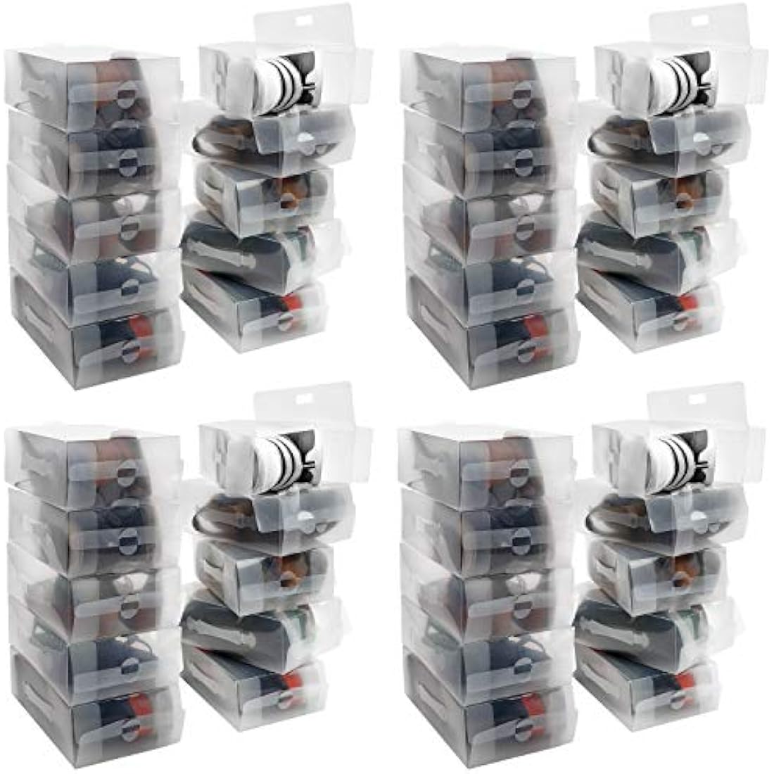 Kurtzy Clear Plastic Shoe Storage Boxes (40 Pack) - Suitable for Women's, Men's and Children's Shoes - Foldable, Corrugated and Stackable for Storage and Travel