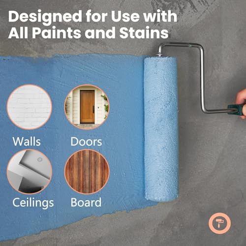 Mister Rui 10 pcs Paint Roller Set, 9" Microfiber Paint Rollers Kit, 9" Microfiber Paint Roller Set with Frame, Paint Rollers and Trays Set, Paint Brush for Walls & Ceilings
