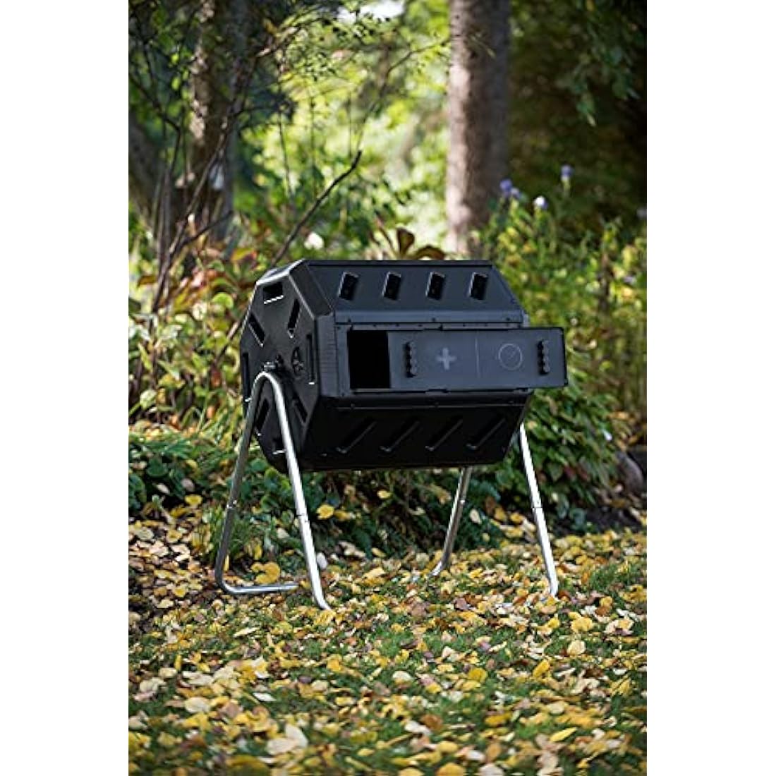 FCMP Outdoor IM4000 Double Chamber Tumbling Composter (Black), 37 gallon