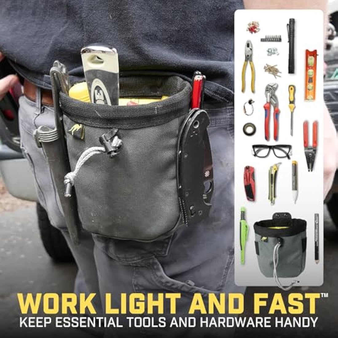 Joey Pouch | Clip-On Tool Belt Bag for Tools, Screws, and Nails - Great for an Electrician, HVAC Tech, Plumber, Carpenter, Contractor, Handy Man, and Any Tradesperson Who Wears a Small Utility Pouch