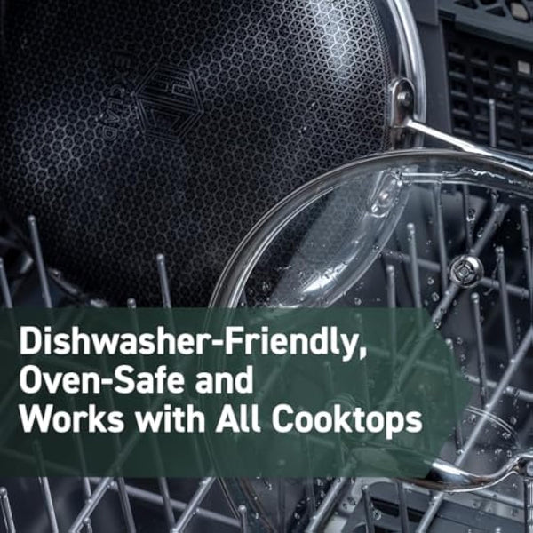 HexClad 1.14 Liter Hybrid Pot with Glass Lid - Non Stick Saucepan, Easy to Clean, Dishwasher & Oven Safe - Perfect for Making Sauces, Reheating Soups, Stocks, Cooking Grains, Silver (HEX1QSP)