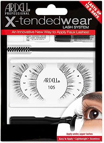 Ardell False Eyelashes X-Tended Wear 105 Black Natural Lash Clusters Personalised Lasts Up To 6 Days Seamless Vegan-Friendly Eyelashes