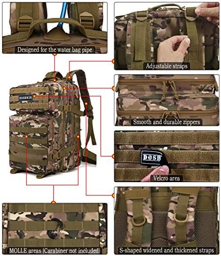 Doshwin 40L Military Backpack Tactical Army Assault Pack Molle Camo Rucksack for Camping Trekking Travel Hiking