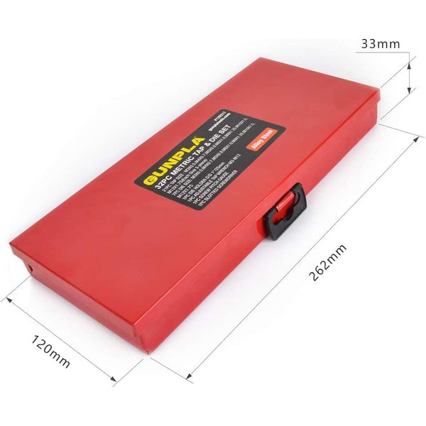 Gunpla 32 Pieces Tap and Dies Set Tungsten Heavy Duty Alloy Steel Metric Screw Threads Cutting Tools Taper Drill Threading Kit with Storage Case