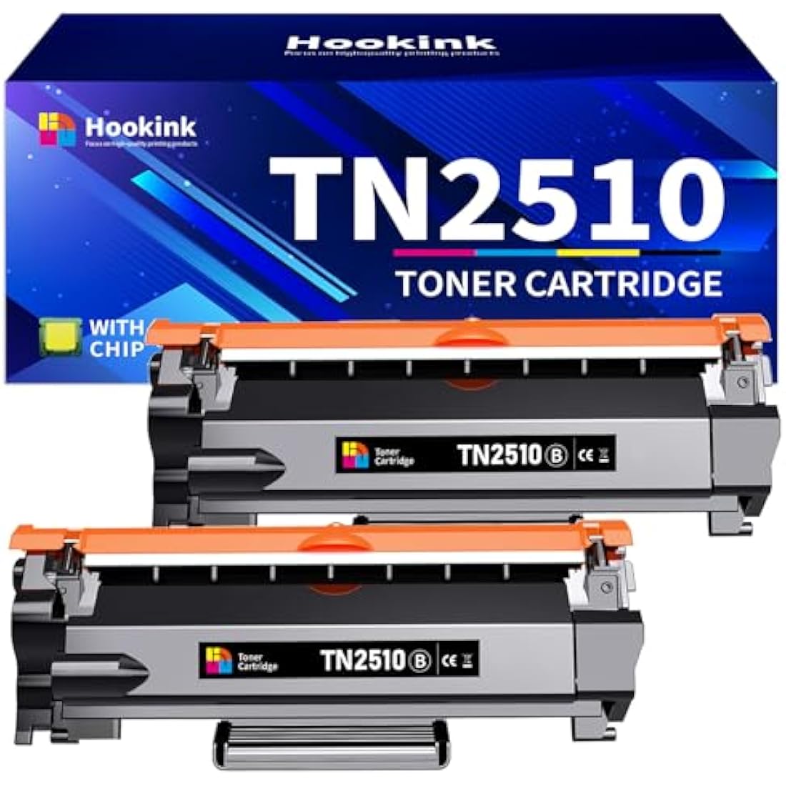 Hookink 2Black TN2510 TN-2510 Toner Cartridge Compatible with Brother TN2510 for HL-L2400DW HL-L2400DWE HL-L2445DW DCP-L2627DWXL DCP-L2620DW MFC-L2860DWE MFC-L2800DW MFC-L2835DW MFC-L2827DWXL