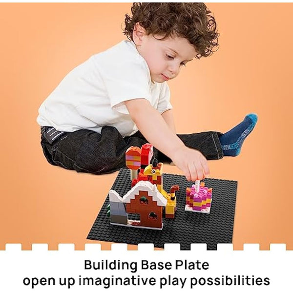 Etarnfly 4 Pack Classic Base Plates,25.5 x 25.5 cm Building Board Baseplates 100% Compatible with All Major Brands,Black