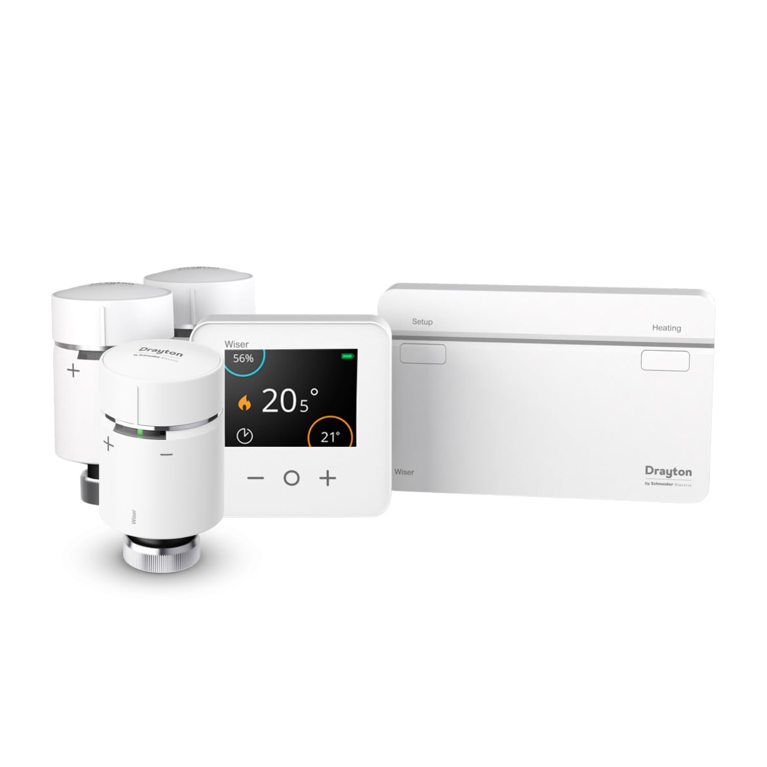 Wiser By Drayton Smart Thermostat Heating Kit Thermostat Kit 2 with 2 x Smart Radiator Thermostat TRV + Smart Plug – Heating & Hot Water for Conventional Boiler Complete Heating Control DIY Install
