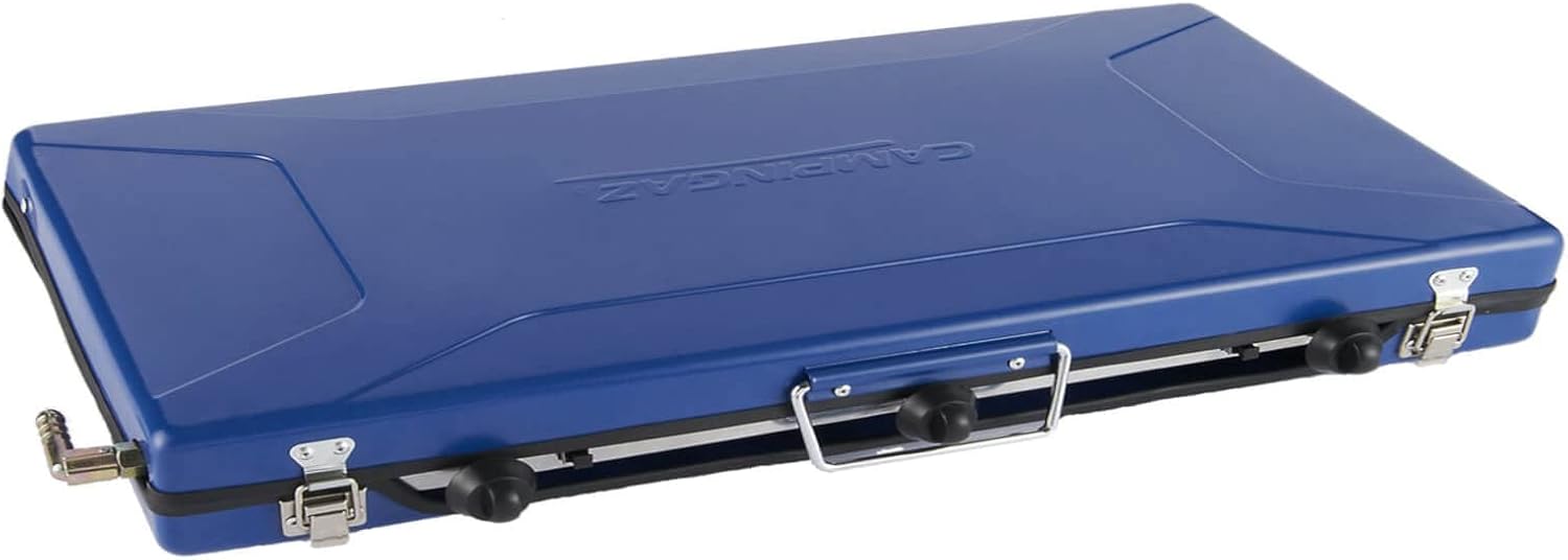 Campingaz Chef Folding Double Burner Stove and Grill, compact gas cooker for camping or festivals, Blue