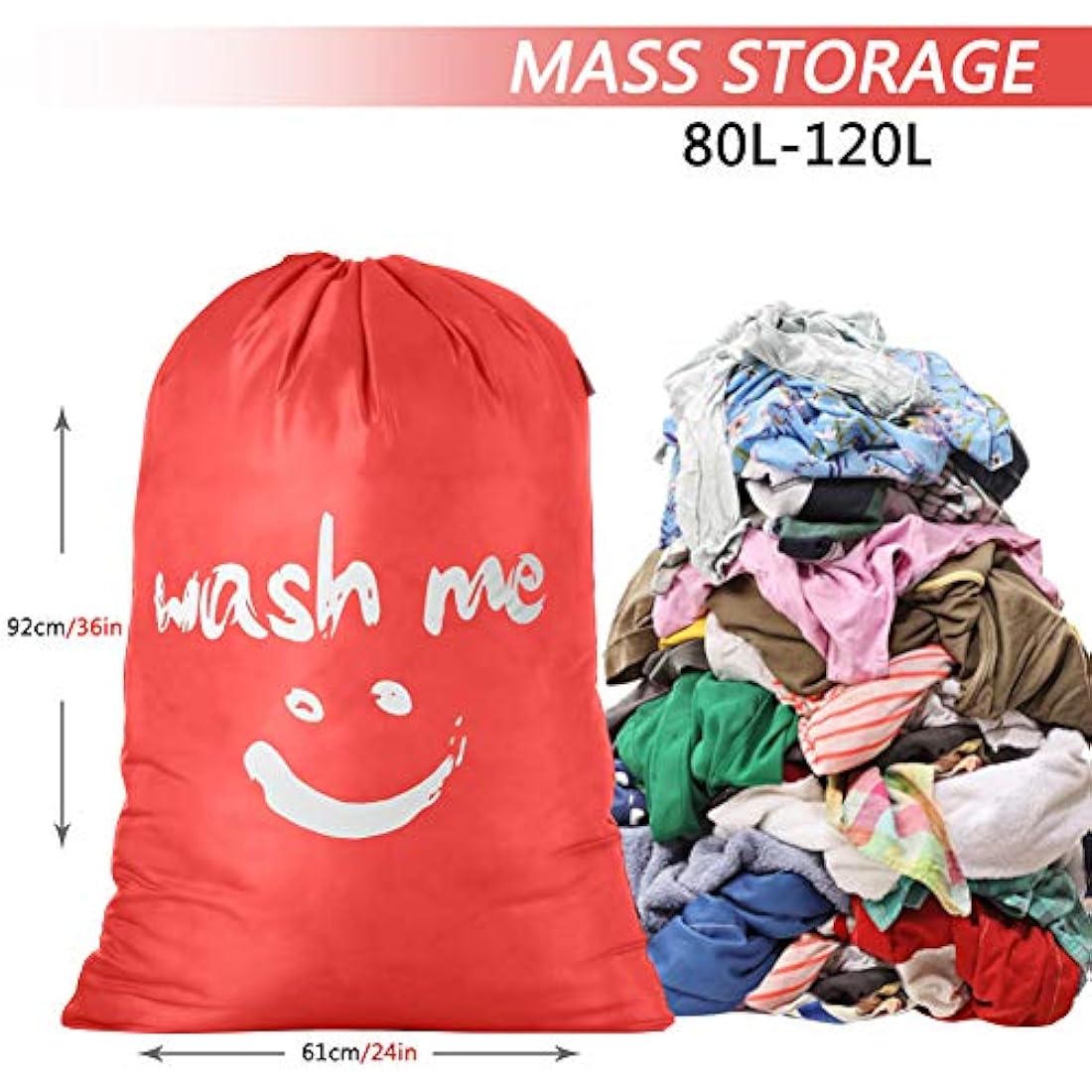 IHOMAGIC Laundry Bag Large Foldable Laundry Bag Washable Storage Bag with Nylon Rope Lightweight Portable Bag for Dirty Clothes Blanket 100L in Bedrooms, Hotels, Dorms, Travel, Orange