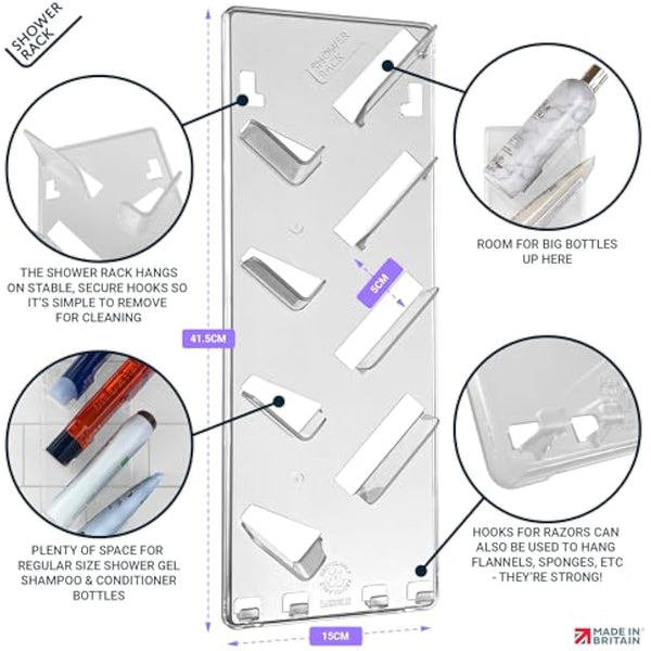 Shower Caddy (2 Pack) - Rustproof, No Drilling, No Suction Cups - Stores & Organises Shampoo, Conditioner and more - Bathroom Storage Rack