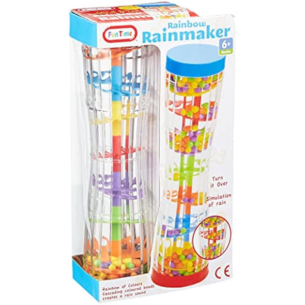 Fun Time Rainbow Rainmaker, Sensory Rain Sound Toy, Colourful Cascading Beads, Ages 6 Months +