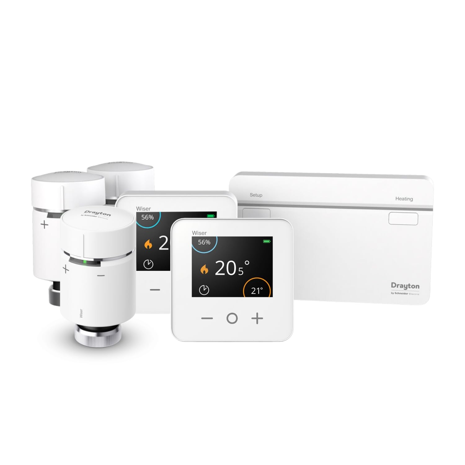 Wiser By Drayton Smart Thermostat Heating Kit Thermostat Kit 2 with 2 x Smart Radiator Thermostat TRV + Smart Plug – Heating & Hot Water for Conventional Boiler Complete Heating Control DIY Install