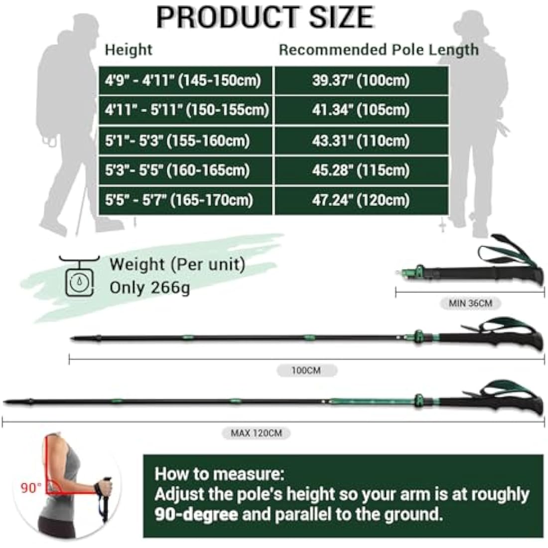 TheFitLife Collapsible Trekking Poles for Hiking – Lightweight Folding Walking Sticks for Men and Women with Extra-Long Foam Handle and Metal Flip Lock