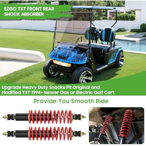 10L0L Golf Cart Front Rear Shock Absorber Set Coil Over Heavy Duty Shock Absorber Bolt Fits EZGO Medalist/TXT 1994+ Newer Gas or Electric, Replaces Part 70928-G01 76418-G01 (2 Pack)