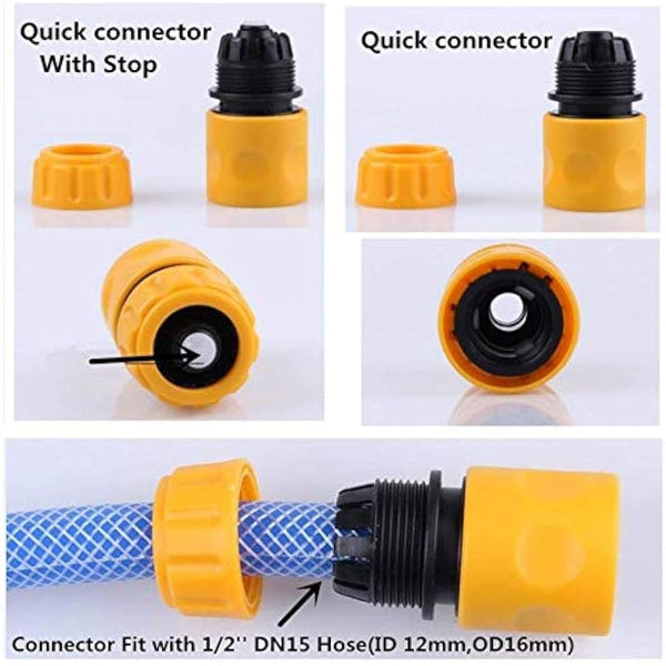 Hose Connector Garden Hose Fitting Set.1Nozzle,5 Hose End Quick Connector,1Hose Waterstop Accessory,2 Double Male Snap Connector,2 HosePipe Tap Fitting 1/2 Inch and3/4 Inch Size 2-in-1etc