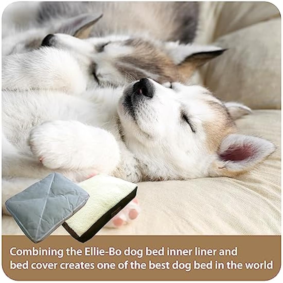 Ellie-Bo XL Dog Bed for 42-inch Dog Cage/Crate - Brown Faux Suede/Sheepskin