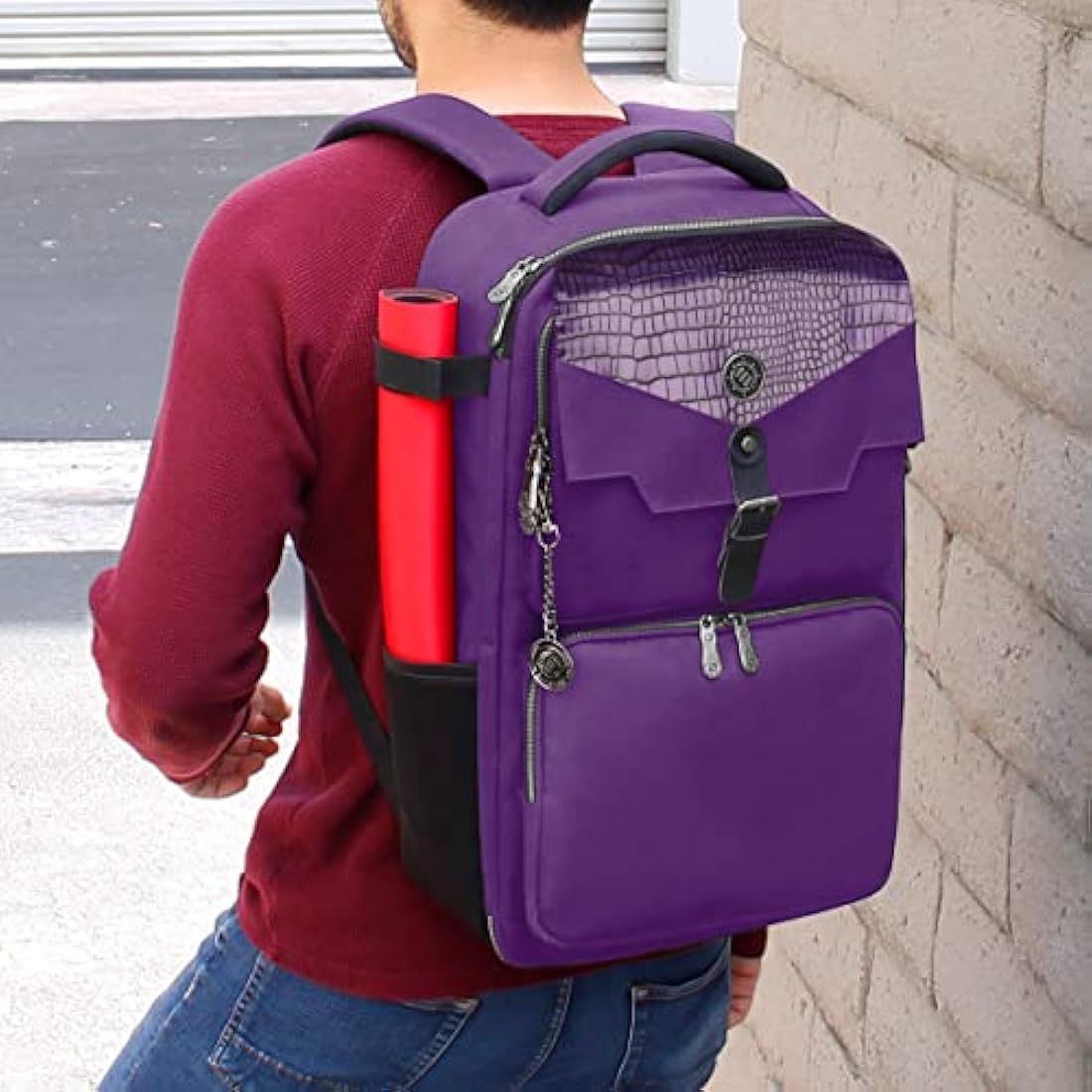 ENHANCE MTG Backpack - Collector's Edition TCG Backpack for Deck Boxes, Sleeved Cards, Playmats, MTG Accessories - Customizable Card Organization with Built-in Defender Screen (Dragon Purple)