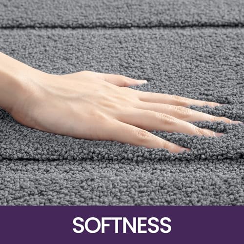 DEXI Bath Mat 60 x 110 cm, Absorbent Bathroom Mats with Non Slip Backing, Machine Washable Rug for Shower Floor, Grey