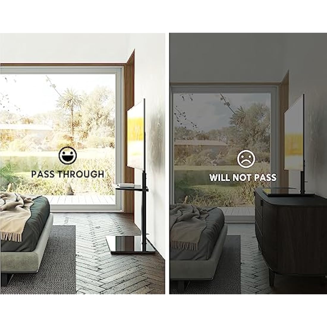 FITUEYES TV Floor Stand for 32 to 60 inch TVs, Floor Standing TV Stand with Adjustable Shelf, Swivel Bracket, Height Adjustable, Holds 30kgs, Max VESA 600x400mm Black