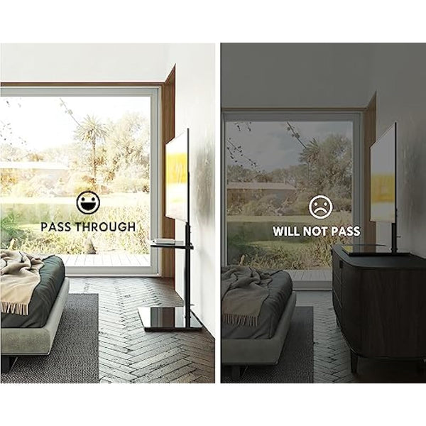 FITUEYES TV Floor Stand for 32 to 60 inch TVs, Floor Standing TV Stand with Adjustable Shelf, Swivel Bracket, Height Adjustable, Holds 30kgs, Max VESA 600x400mm Black