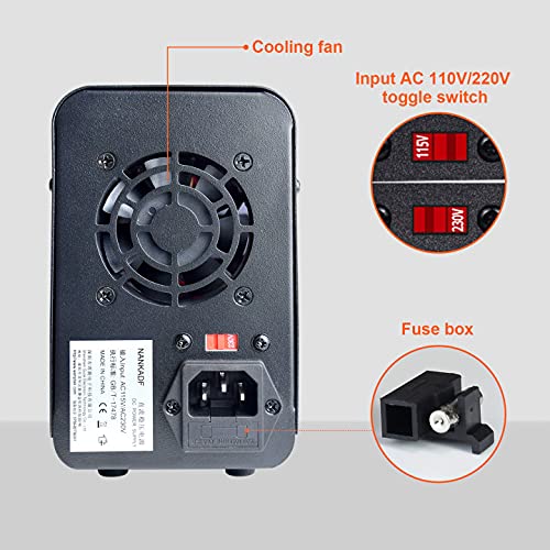 DC power supply (0-30V,0-10A) adjustable, switching power supplies, mini high precision 4-digit display with USB fast charging interface, variable lab bench power supply, output button/encoder knob