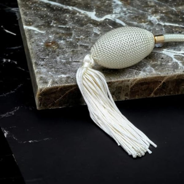 Ivory Tassel 78ml Classic Round Perfume Bottle Atomizer, Filling Funnel & Gift Box Included (GF)