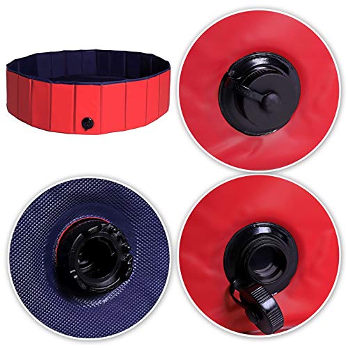 lionto Foldable dog pool made of scratch-resistant PVC material, ? 120 cm, height 30 cm, anti-slip coating & drain plug for quick emptying, no pump