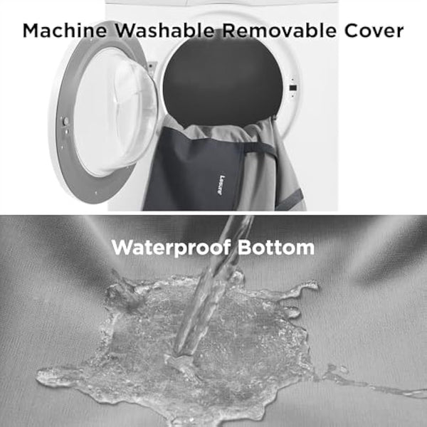 Lesure Dog Car Seat for Medium Dog - Waterproof Dog Booster Seat for Car with Storage Pockets, Clip-On Safety Leash and Chopped Foam Filling, Small Pets Travel Carrier Bed, 58x56x33cm, Grey