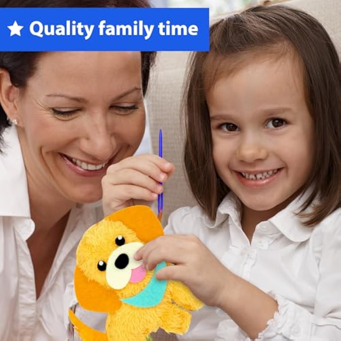 KRAFUN Easy Sewing Kit for Kids, Beginner Crafts with 8 DIY Stuffed Dolls (Puppies, Kittens, Dogs, Cats), Felt Materials, Instructions, Embroidery Supplies, Pre-Punched Fabric, Gift for Girls & Boys