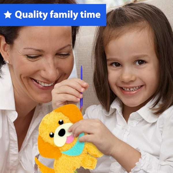 KRAFUN Easy Sewing Kit for Kids, Beginner Crafts with 8 DIY Stuffed Dolls (Puppies, Kittens, Dogs, Cats), Felt Materials, Instructions, Embroidery Supplies, Pre-Punched Fabric, Gift for Girls & Boys