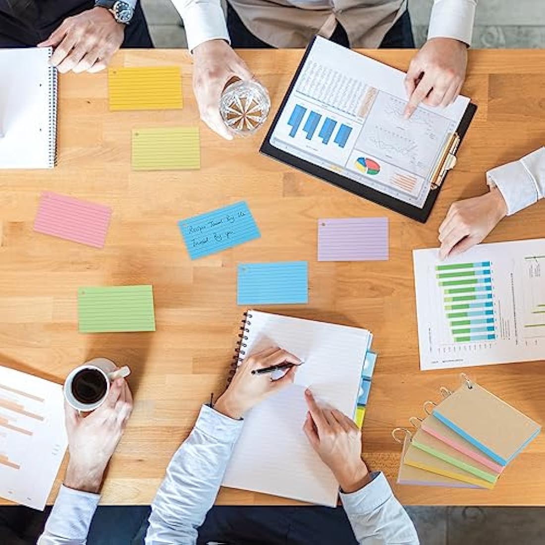 Flash Cards, 360 PCS Ruled Index Cards Revision Cards with Binder Ring Kraft Paper Notecards Lined Index Cards for Office School Home Study Record 4.9*2.9 Inch