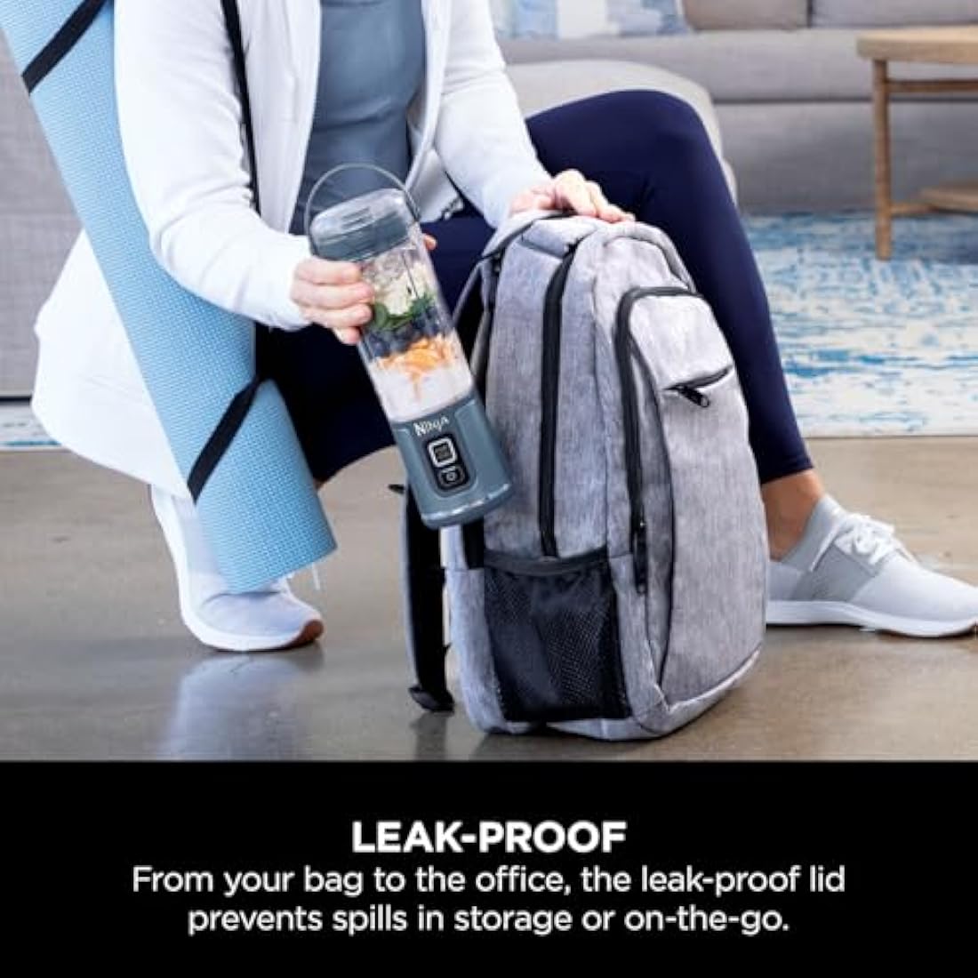 Ninja Blast Portable Blender, 530ml, Leakproof Lid & Sip Spout, Powerful Cordless Mini Blender, Rechargeable, Portable Smoothies, Protein Shakes, Blends Ice & Frozen Fruit, Denim Blue, BC151UKNV