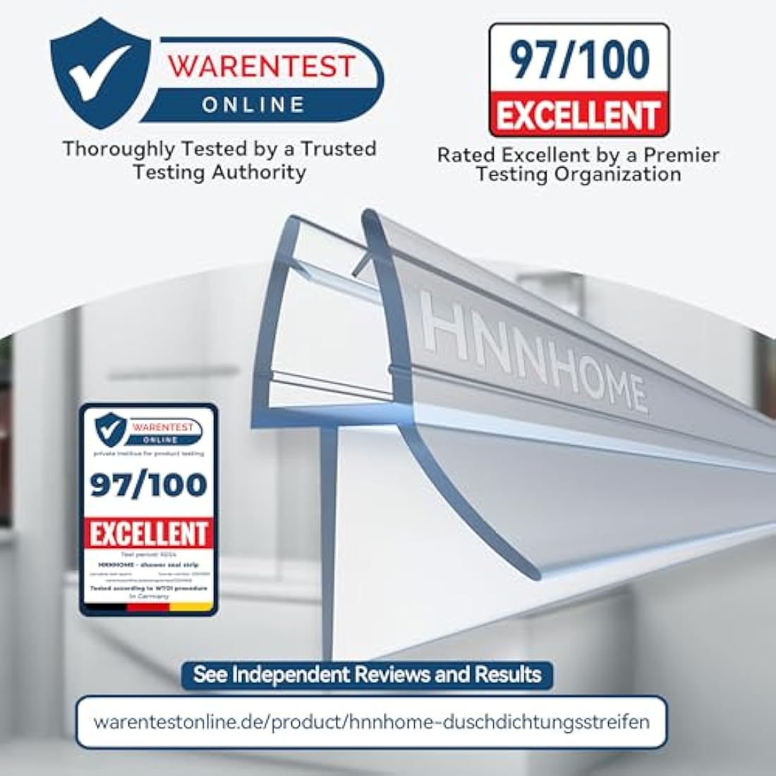 HNNHOME Clear Bath Shower Screen Door Seal Strip for 4-6mm Glass Up to 18mm Gap (Straight)