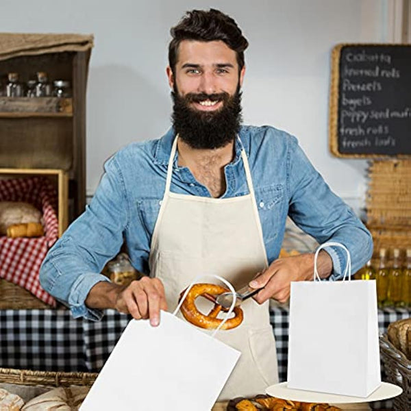 HAUSPROFI 30pcs Kraft Paper Bags for Gifts, Food & Sweets, Strong Carrier Bags with Twisted Handles for Kid Parties, Weddings, Thicken 130gsm