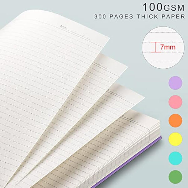 EMSHOI A4 Notebook College Ruled - 300 Pages/150 Sheets, Wirebound Notepad with 100gsm Lined Paper, Waterproof Softcover, Journal for Women Men Work Office School Writing, 21.5x27.9cm, Orange