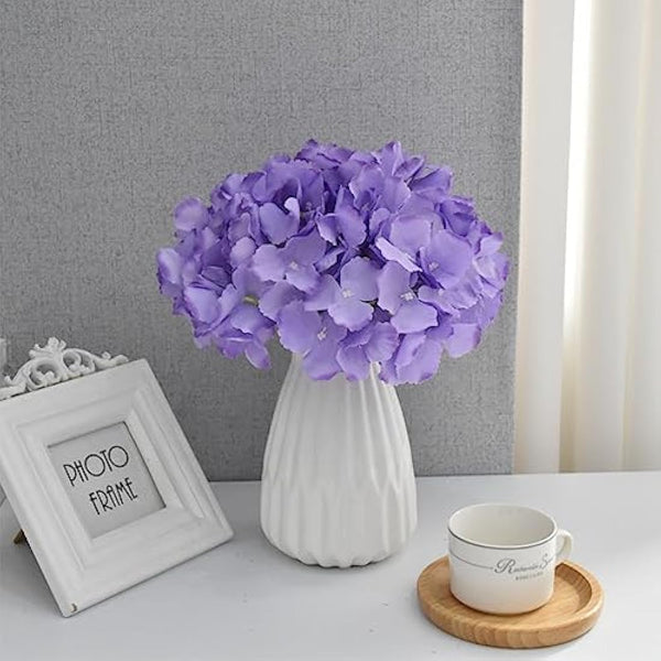 FagusHome 30 Pcs Silk Hydrangea Heads Artificial Flowers Heads and Stems Fake Hydrangea Flowers for Home Wedding Decor (Light Purple)