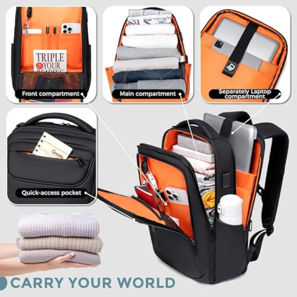 FENRUIEN Business Laptop Backpack for 15.6 Inch 1800D Business Backpack Men with Charging Port Computer Bag Durable Anti-Theft High-Tech Daypack Water-Resistant Casual Daypack