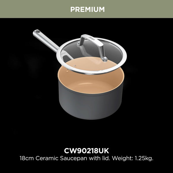 Ninja Extended Life 28cm Ceramic Frying Pan, Non-Stick (No PFAs, PFOAs, Lead or Cadmium), Induction Compatible, Stainless Steel Handle, Oven Safe to 285°C, Grey & Terracotta, CW90028EUUKDB